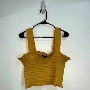 Yellow Frill Trim Crop Top